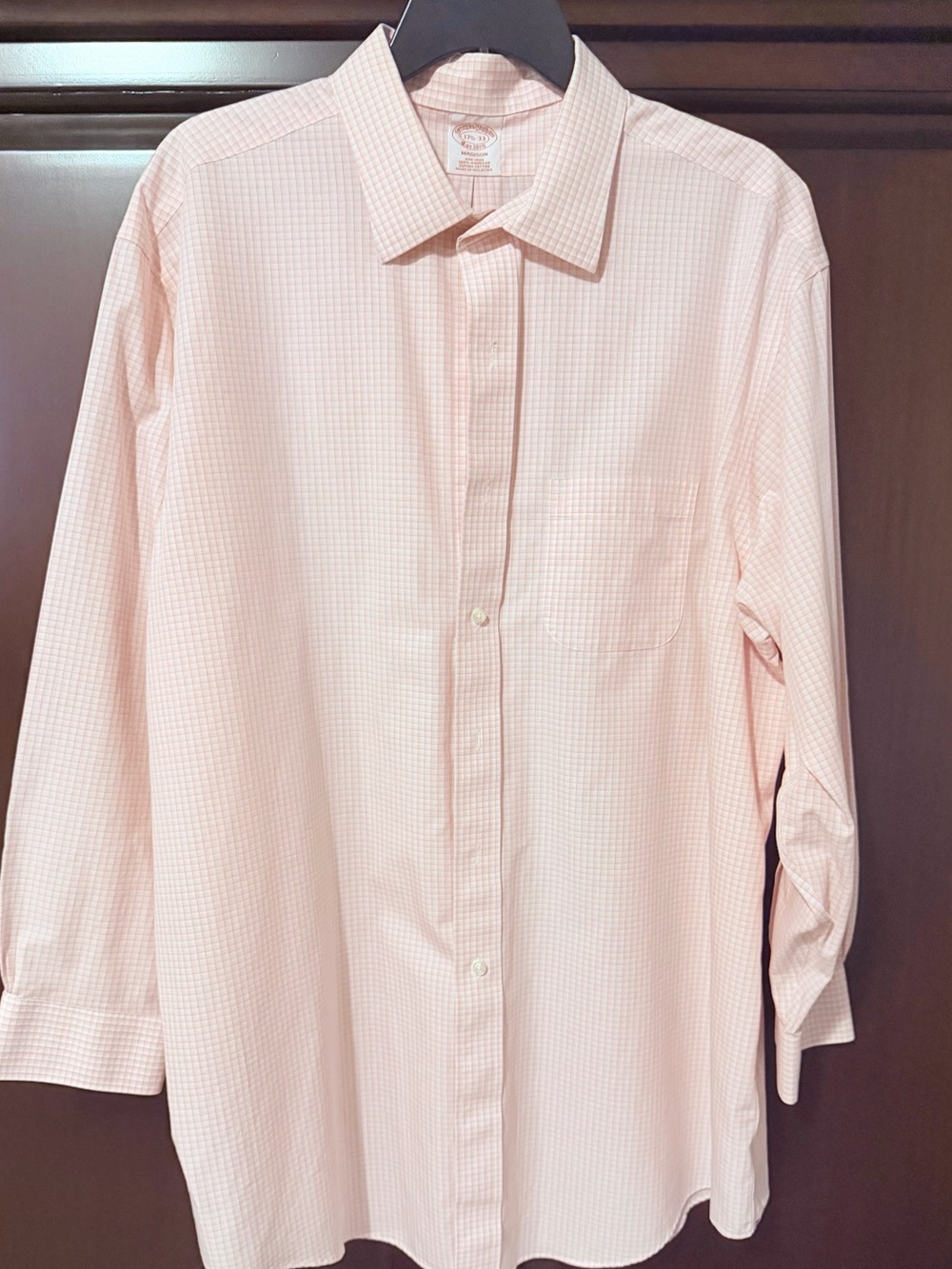 brooks brothers madison dress shirt 🍑 pink windowpane